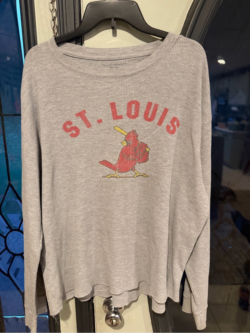MLB St. Louis Grey Long Sleeve Tee with Red & Yellow Logo